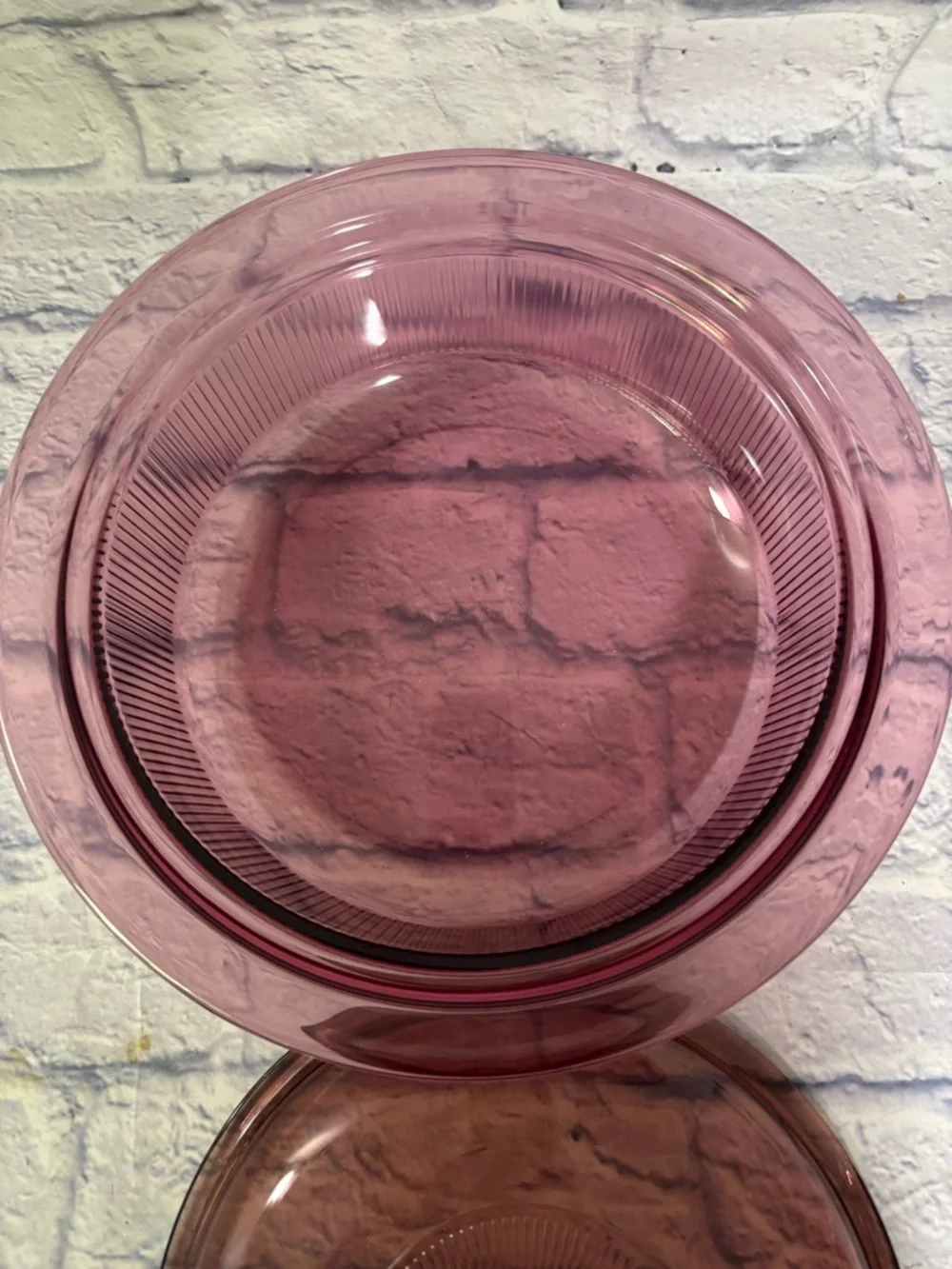 Vision Ware V-33-B Casserole Dish Bowl Lid Ribbed 2.5 qt Corning USA cranberry